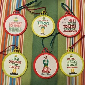 Festive Elf Quote Ornaments - Red, Green, White